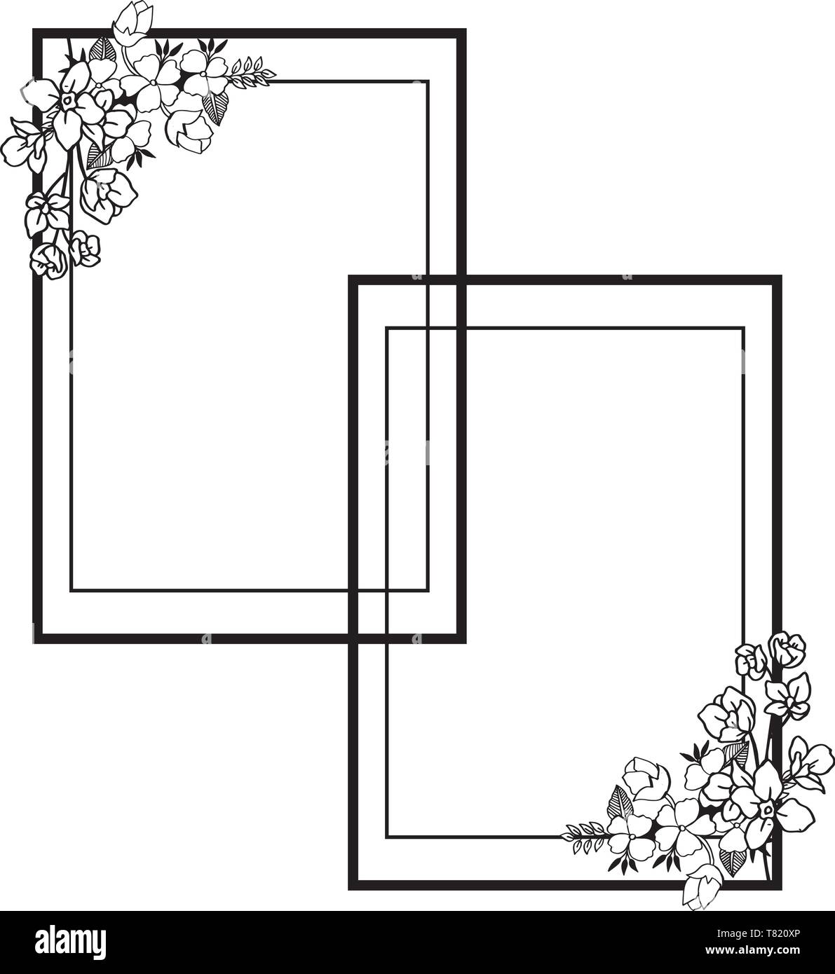 Vector illustration greeting card with design wreath frame hand drawn ...