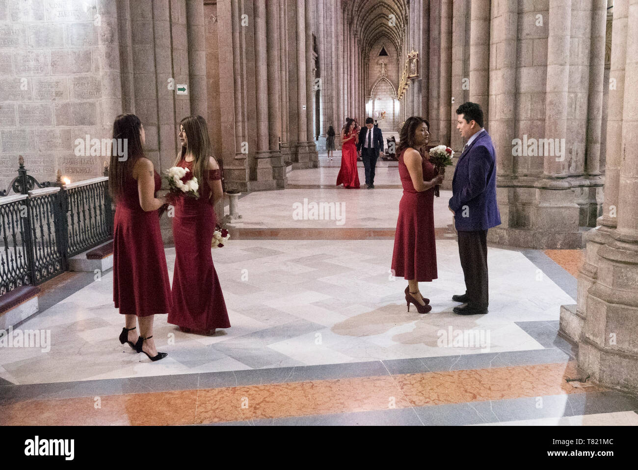 A wedding in the Old City Cathedral in Quito Equador Stock Photo