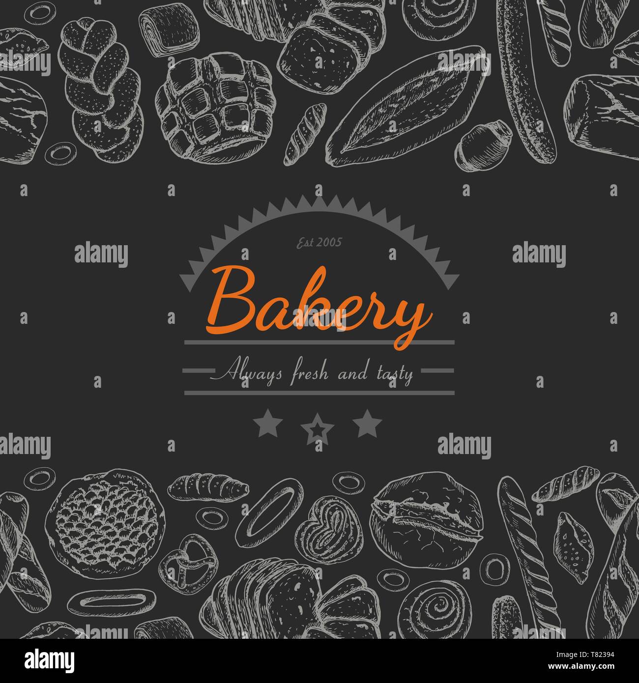 Horizontal seamless background with various bakery products. Vector  illustration for your design Stock Vector Image & Art - Alamy
