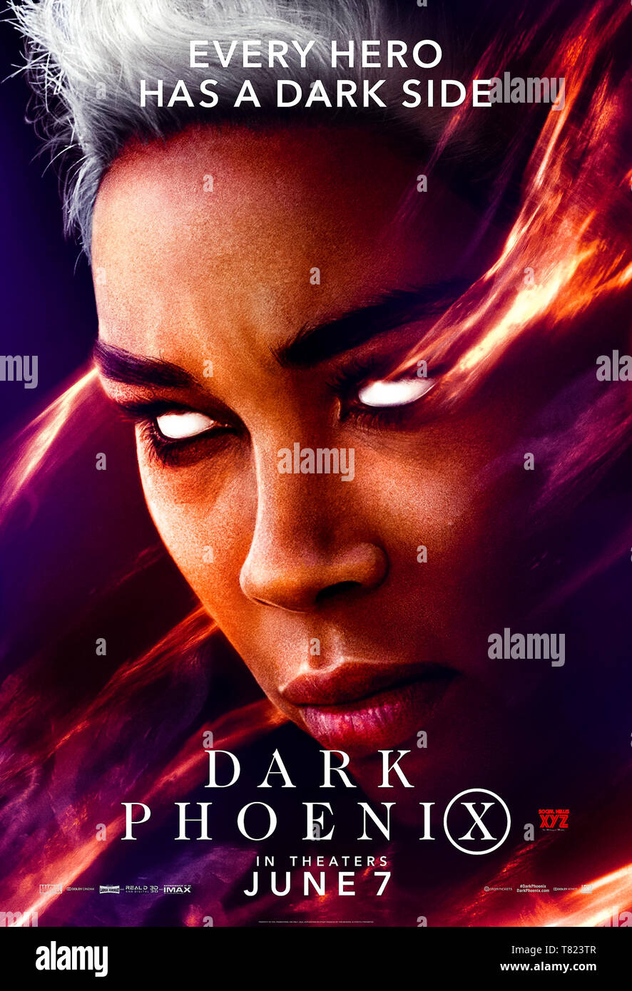 Dark Phoenix (2019) directed by Simon Kinberg and starring Alexandra Shipp as Ororo Munroe aka Storm. Stock Photo