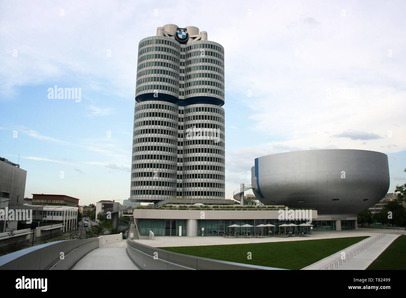 MUNICH, GERMANY - AUGUST 7, 2008: BMW company headquarters in Munich, Germany. BMW is 12th largest producer of motor vehicles worldwide, with 2,279,50 Stock Photo