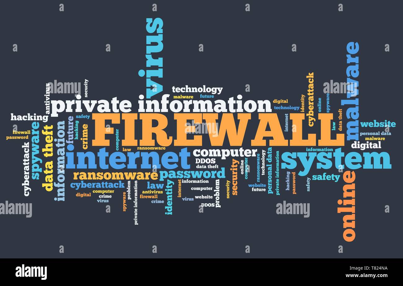 Firewall software - computer security concept. Word cloud Stock Photo ...