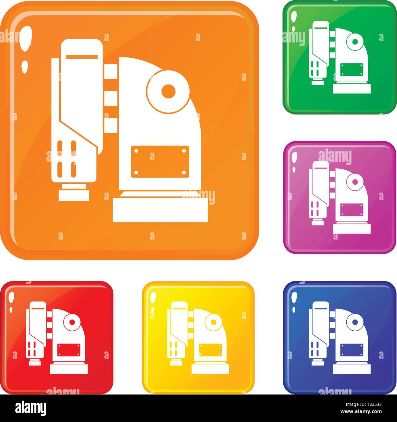 Pneumatic hammer machine icons set vector color Stock Vector Image ...