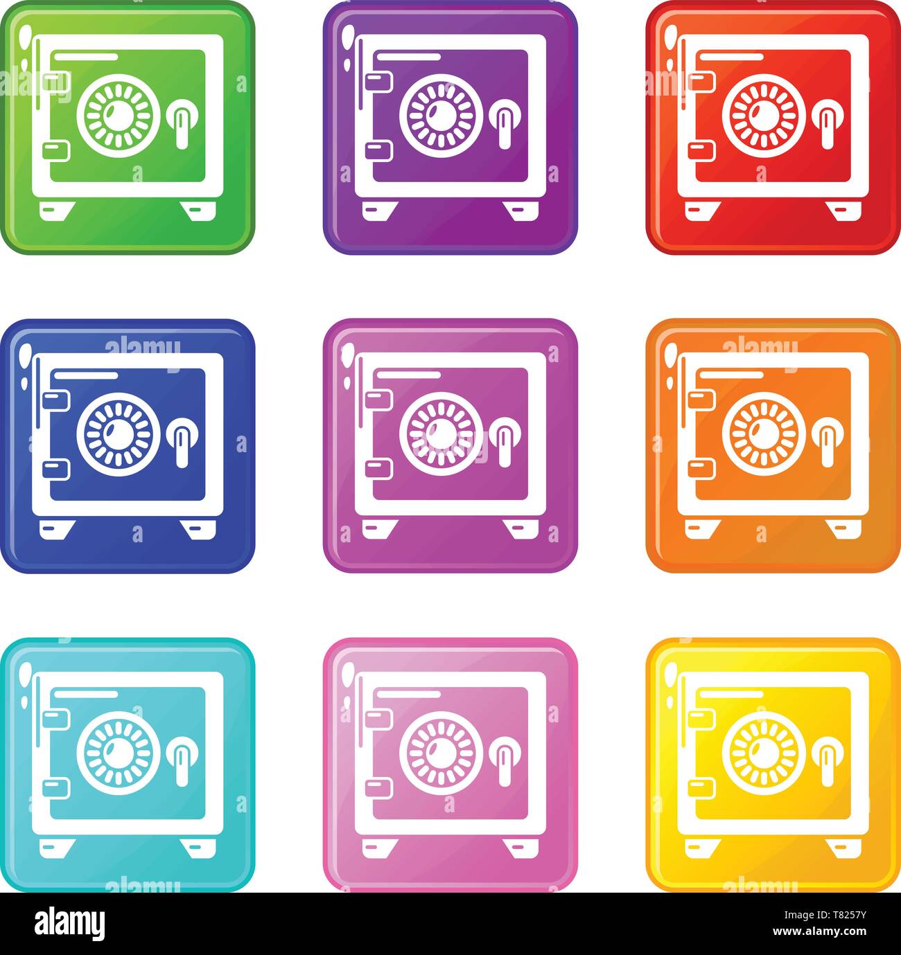 Safe icons set 9 color collection Stock Vector Image & Art - Alamy