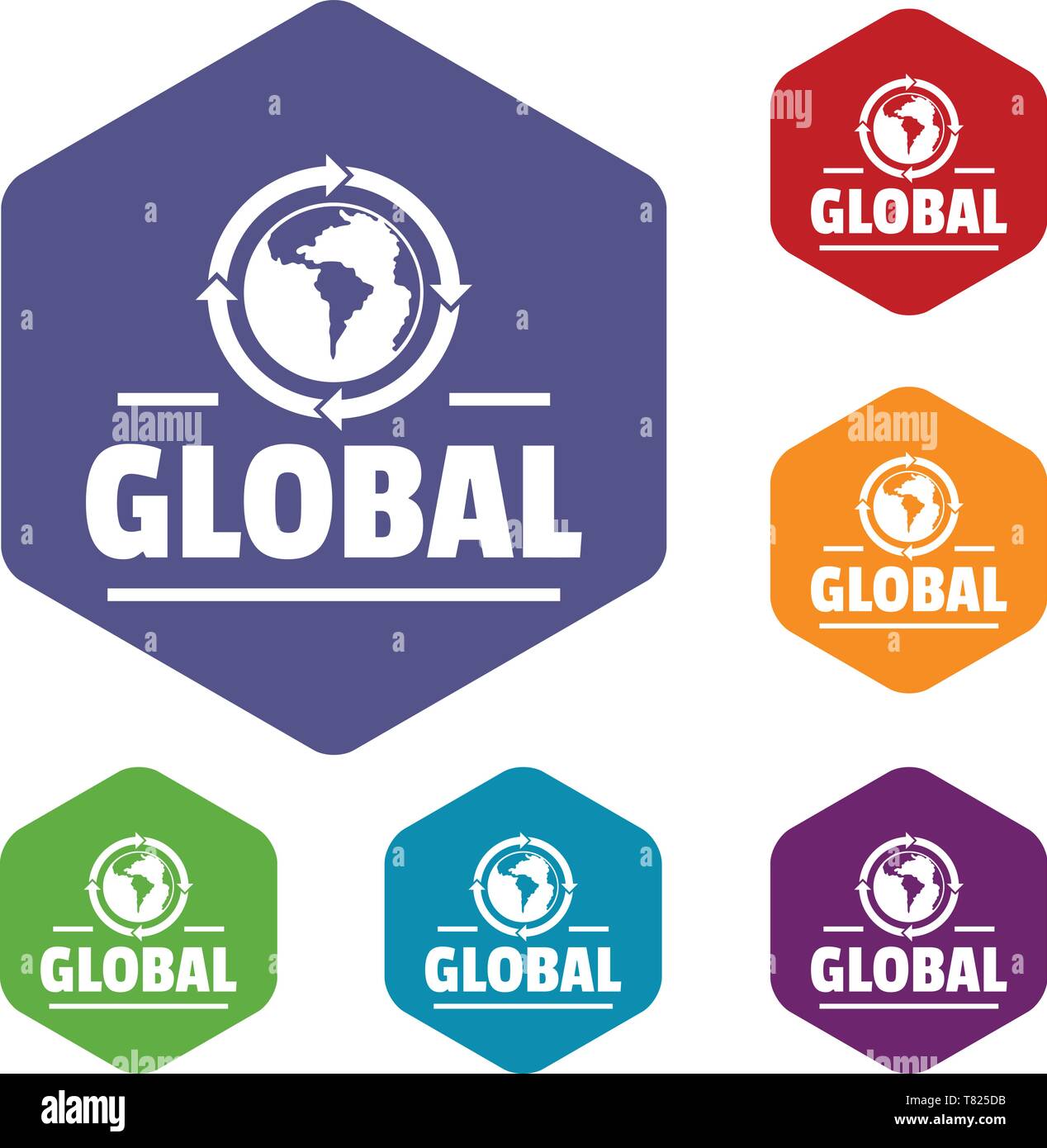 Global icons vector hexahedron Stock Vector
