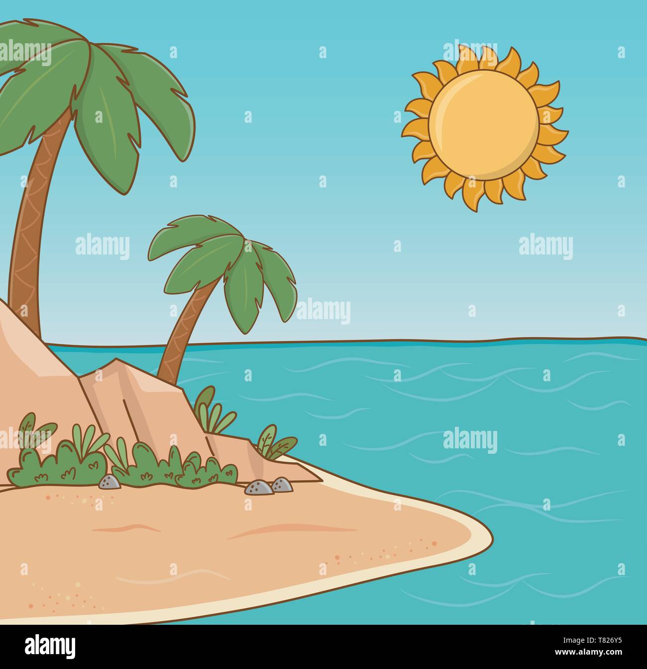 tree palms beach scene vector illustration design Stock Vector Image ...