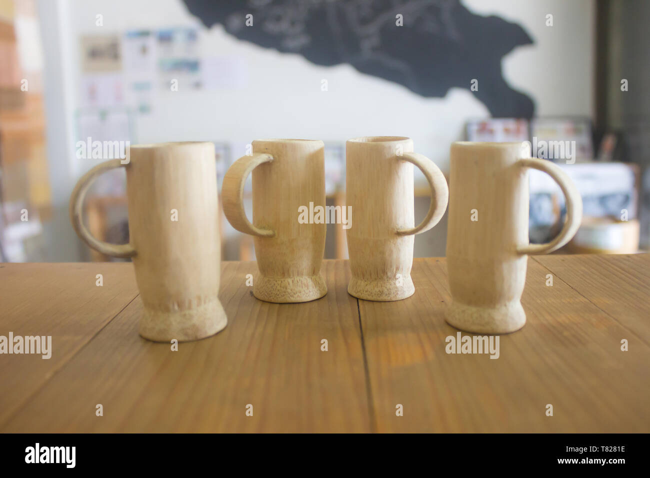 Clean Bamboo Cup Make By Bamboo Natural Glass In Asian Life Style Of Homemade Stock Photo Alamy