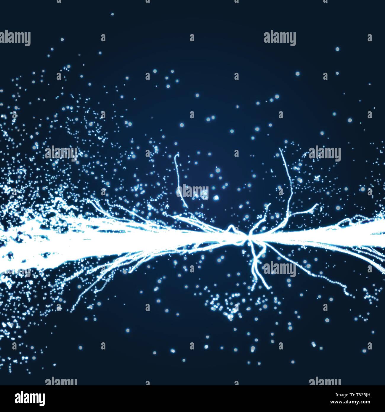 Electricity lighting effects. Array with Dynamic Particles. 3d
