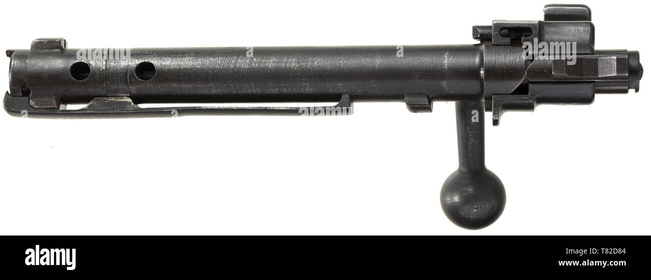 A Volkskarabiner VK 1, (VK 98), code "bnz 45", Volkssturm, cal. 8 x 57, no.  1558. Good bore, length 52 cm, muzzle bored to 30 mm length (standard).  Five shots. Fixed sight