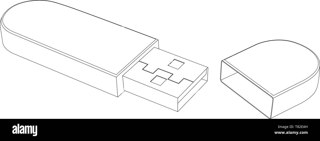 How to Draw a USB Flash Drive