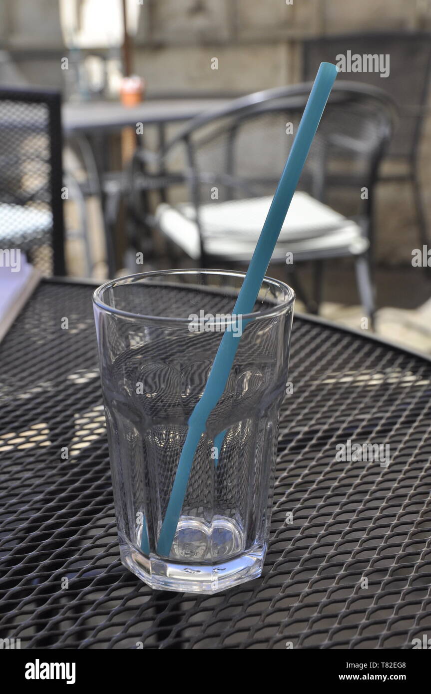 plastic straw in glass Stock Photo Alamy