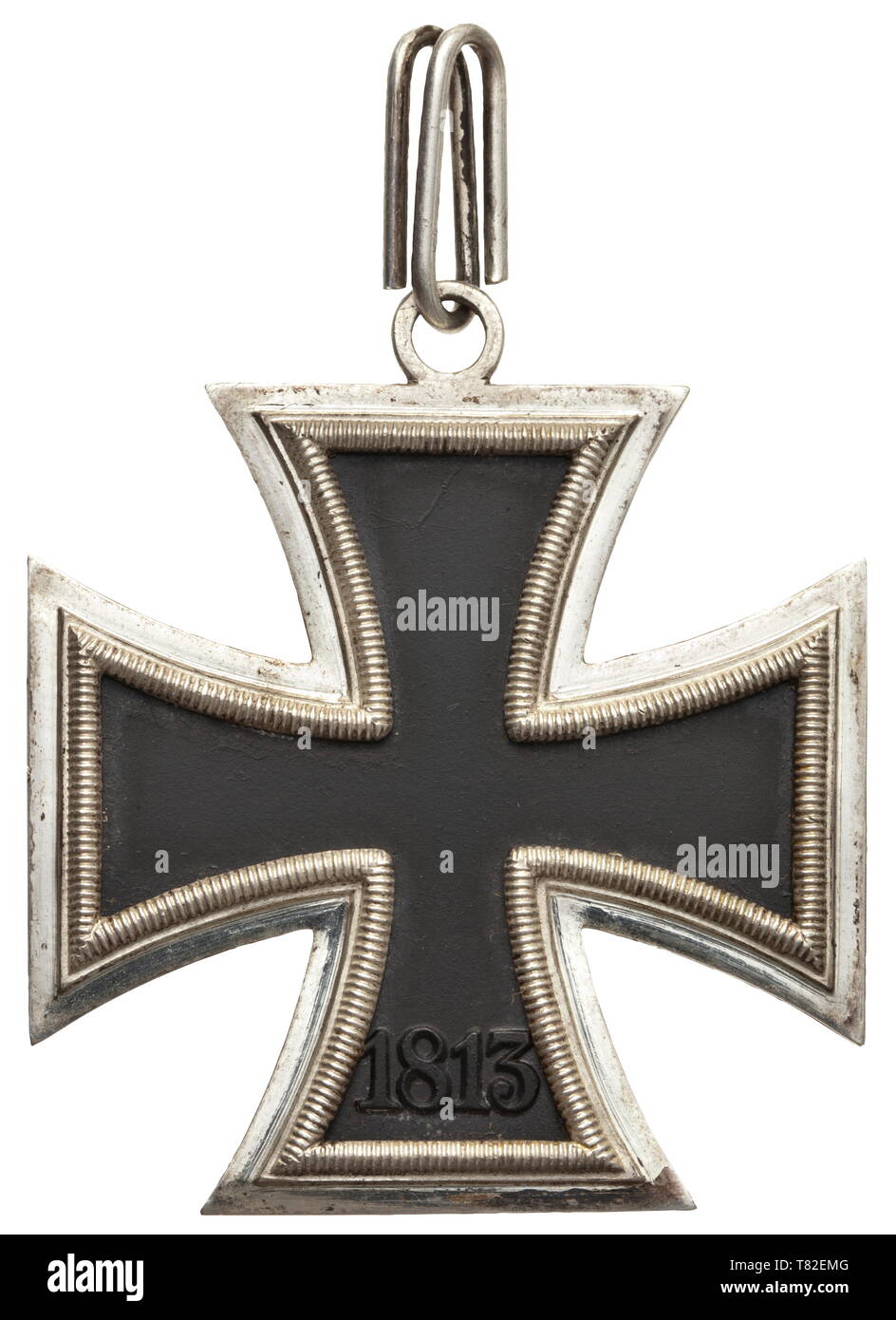 A Knight´s Cross of the Iron Cross by maker Otto Schickle Nickel silver frame, blackened iron core, unmarked suspension ring typical of Schickle, the obverse of the eyelet with LDO punch mark 'L/15'. Weight 24.8 g. Dimensions without suspension ring 49 x 49 mm. Certainly one of the rarest Knight´s Crosses, Otto Schickle produced these awards for just a short period of time (most probably only until 1941), thus these crosses are hardly ever seen on the market. Cf. Dietrich Maerz, 'Das Ritterkreuz des Eisernen Kreuzes und seine Höheren Stufen'. historic, historical, awards, a, Editorial-Use-Only Stock Photo
