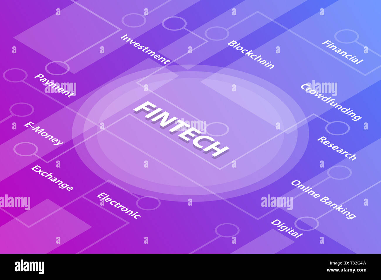 fintech financial technology words isometric 3d word text concept with ...