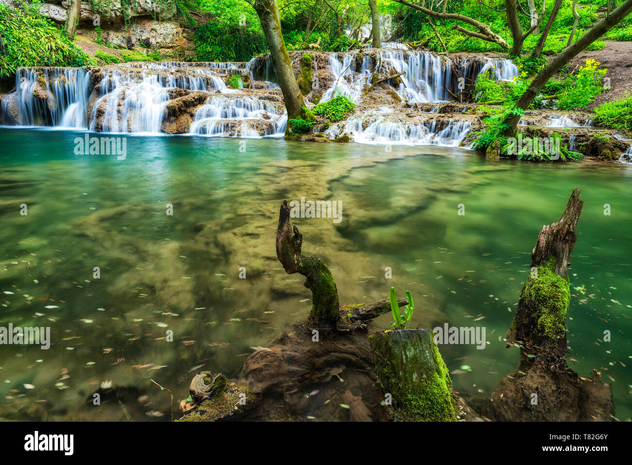 Krushuna waterfalls are a series of waterfalls in northern Bulgaria,near Lovech city Stock Photo