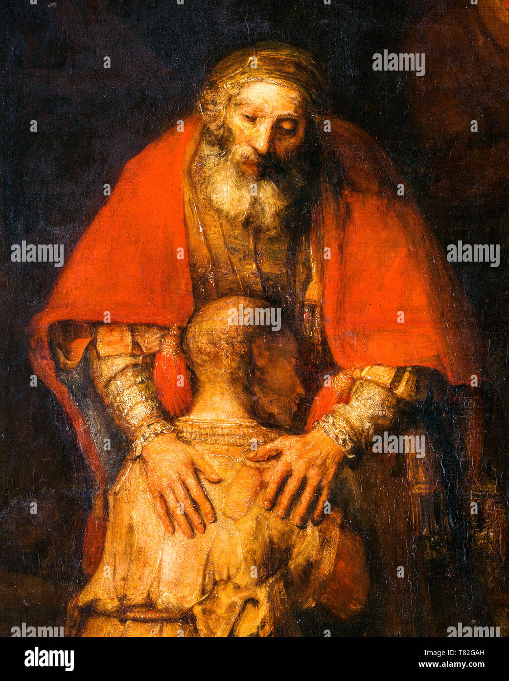 The Return of the Prodigal Son, painting (detail), c. 1668 by Rembrandt Stock Photo