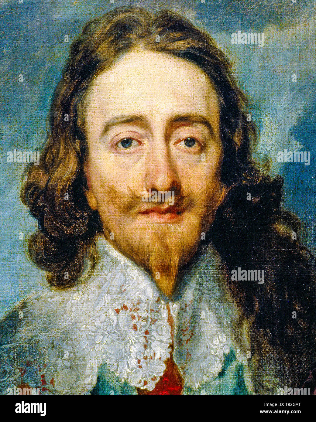 Charles I of England, portrait by Anthony van Dyck (detail crop from Three Positions painting) ,1635 Stock Photo