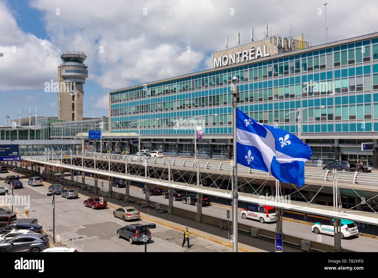Canada, Province of Quebec, Montreal, Pierre Elliott Trudeau International Airport, Quebec Flag Stock Photo