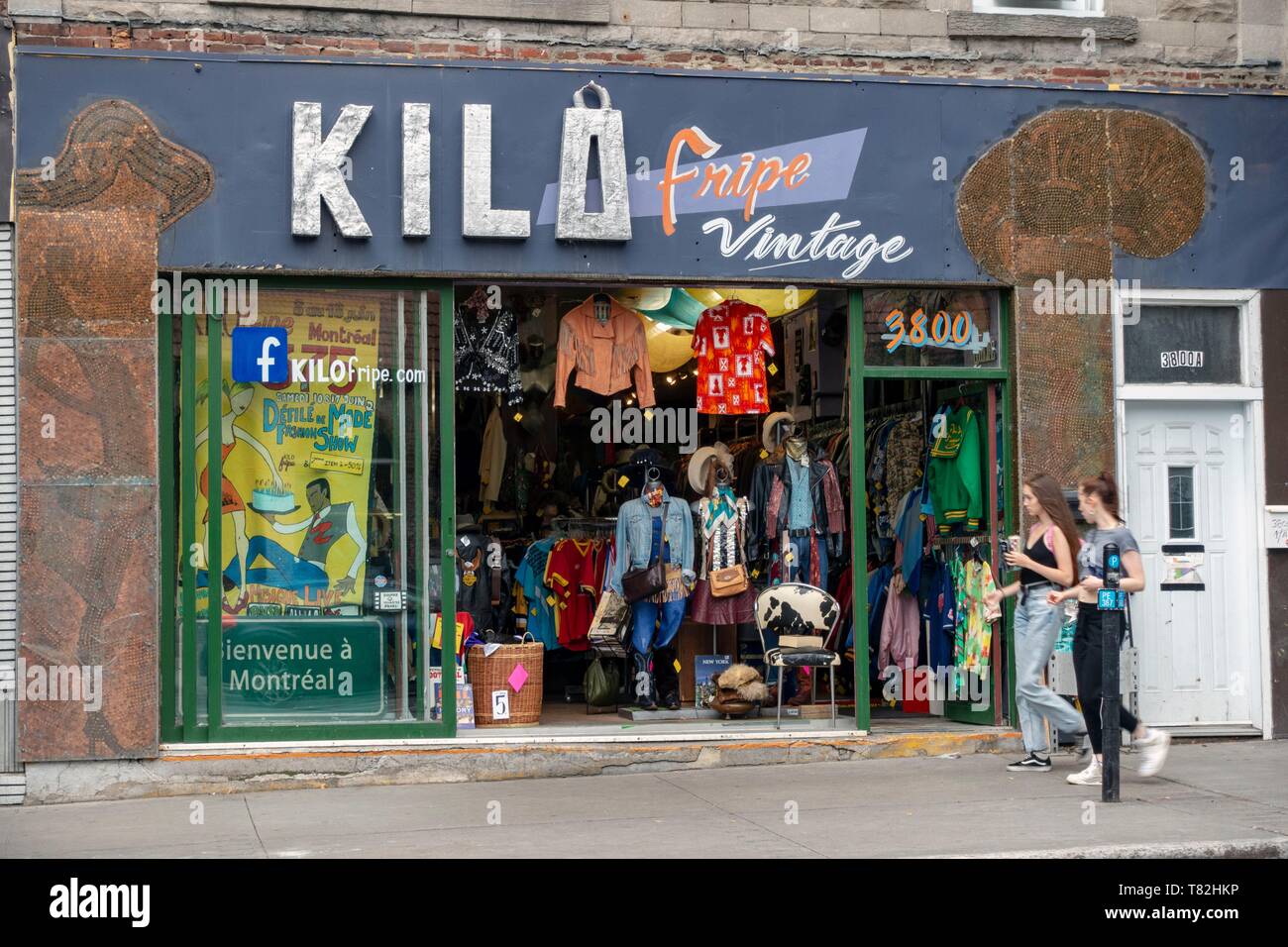 Canada, Province of Quebec, Montreal, Plateau-Mont-Royal, Saint-Laurent Boulevard, Kilo Fripes frippery Store Stock Photo