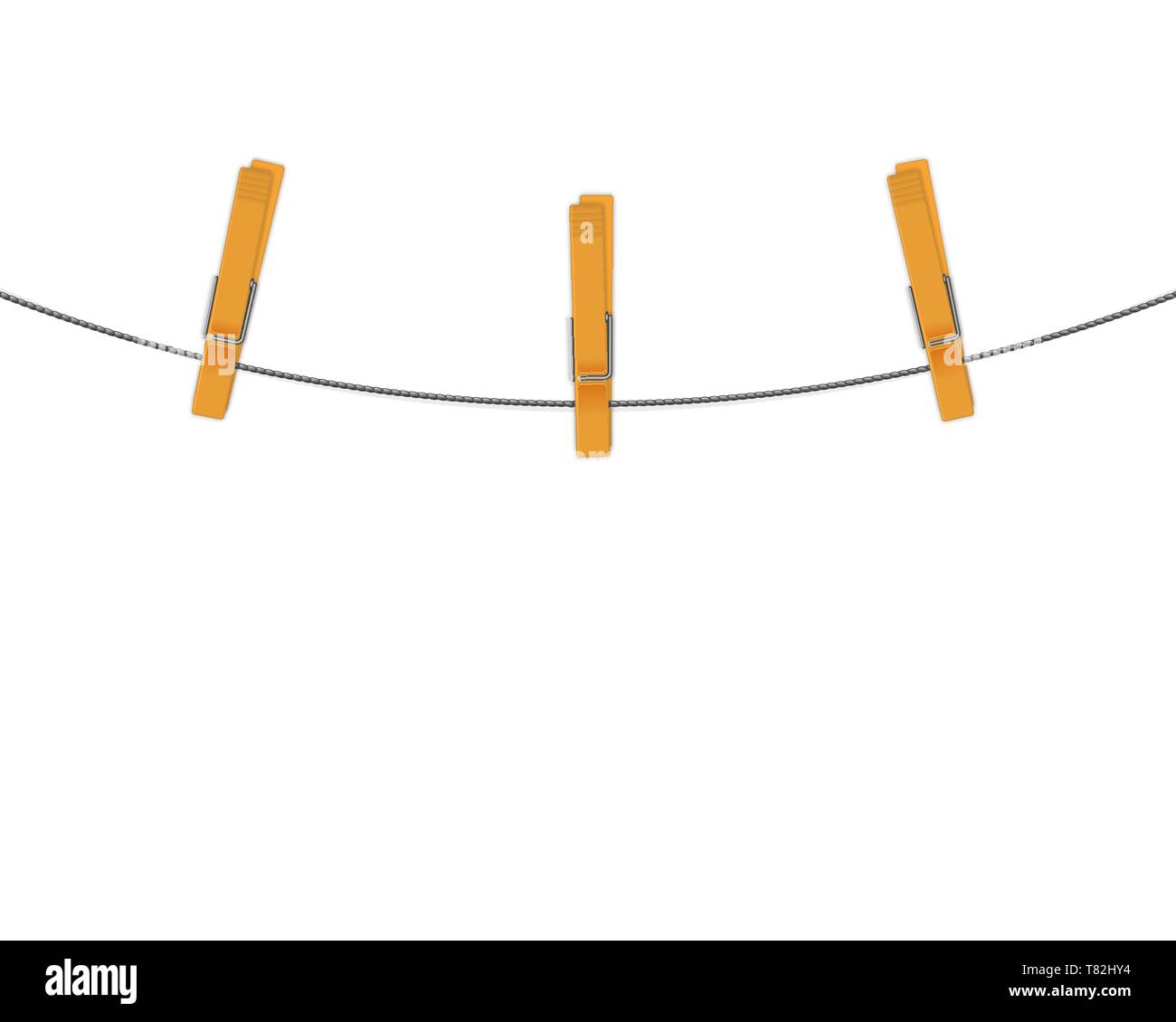 clothespins on rope vector background Stock Vector