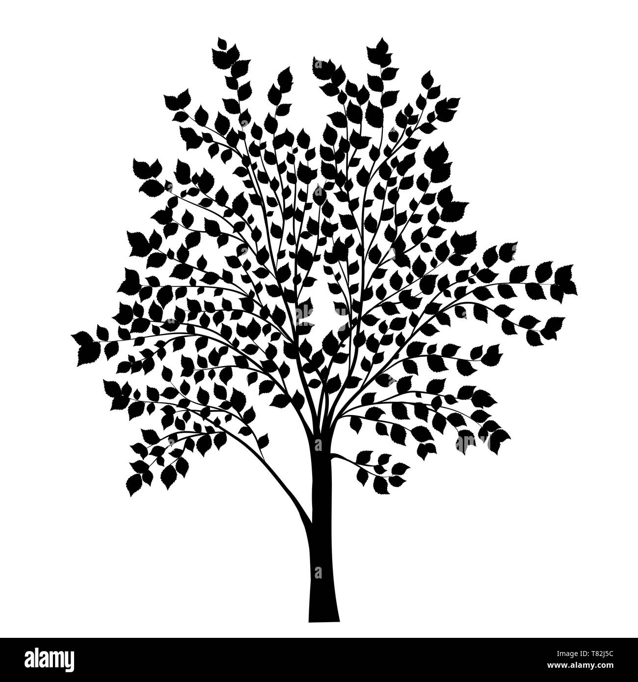 Tree with leaves silhouette vector Stock Vector Image & Art - Alamy