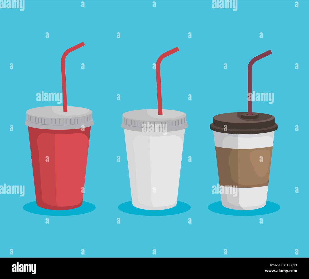 set of toxic plastic cups that ecology pollution Stock Vector Image