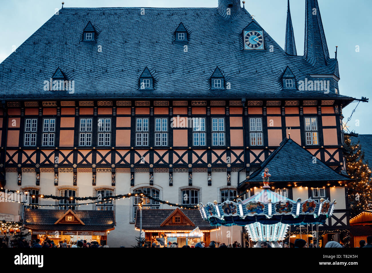 Christmas market and lights in the halftimbered town of Wernigerode