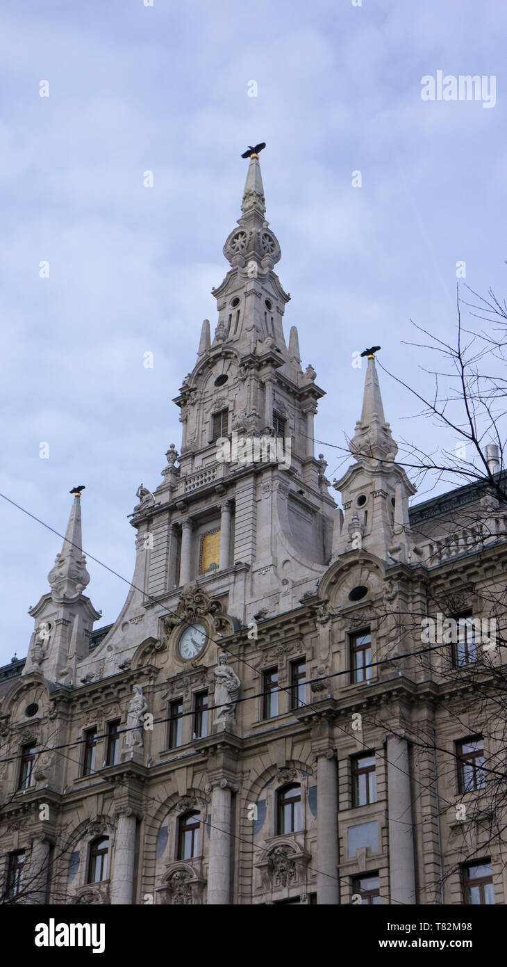 Budapest Hungary 03 15 2019 Detail of new york palace budapest. Stock Photo