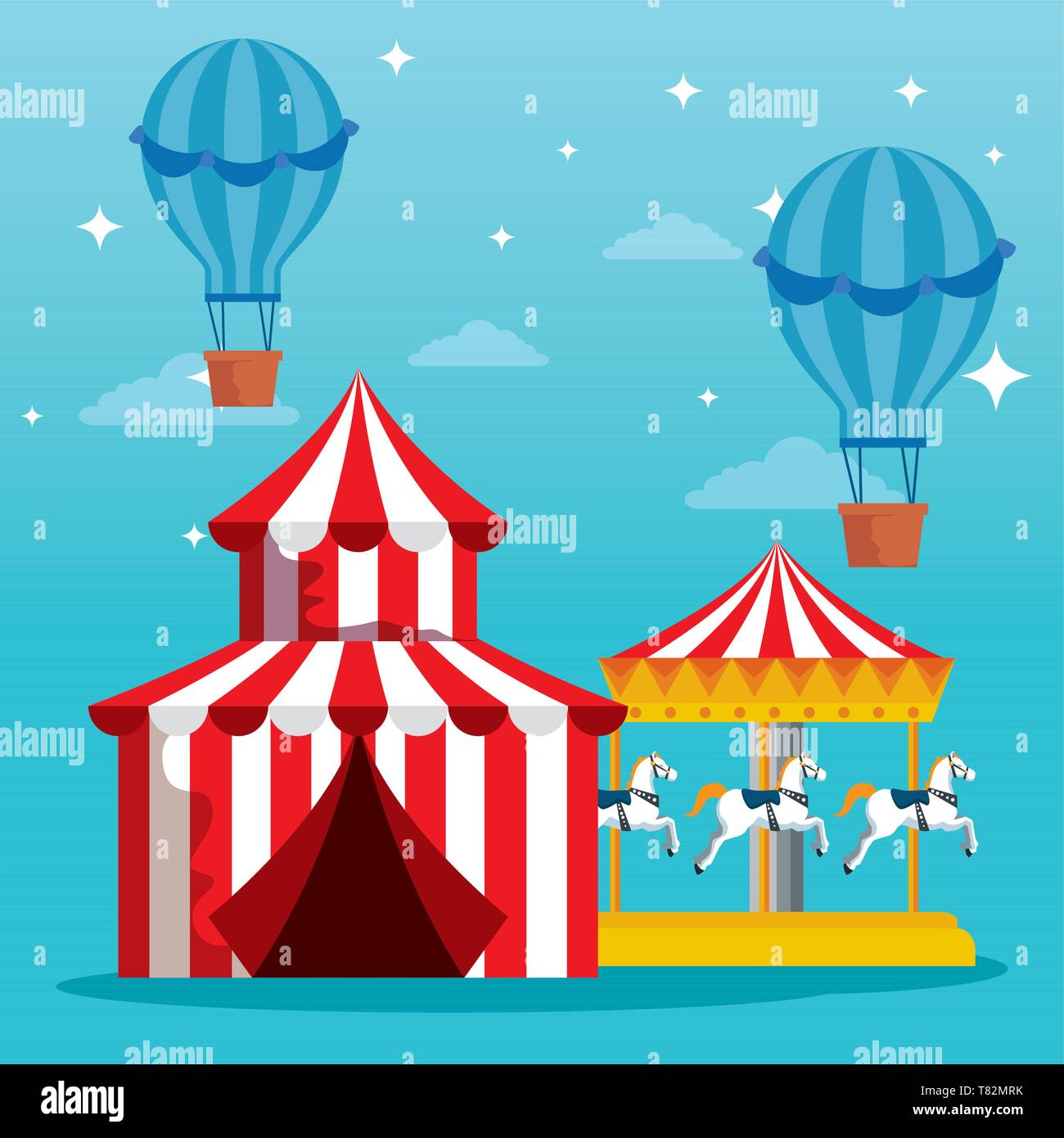 carnival circus with air balloons and marry go round Stock Vector Image ...