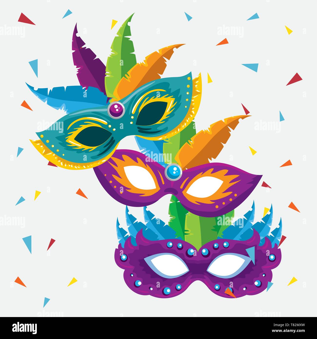 Carnival Masks With Feathers Decoration To Festival Celebration