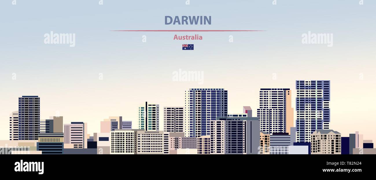 Darwin city skyline on beautiful daytime background vector illustration Stock Vector