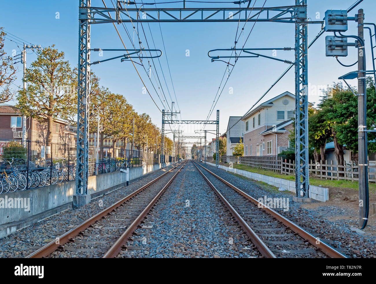 two railways in urban area in Japan Stock Photo - Alamy