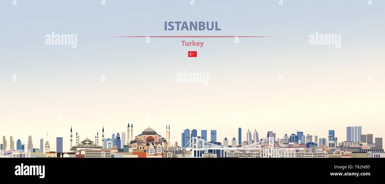 Istanbul city skyline on beautiful daytime background vector illustration Stock Vector