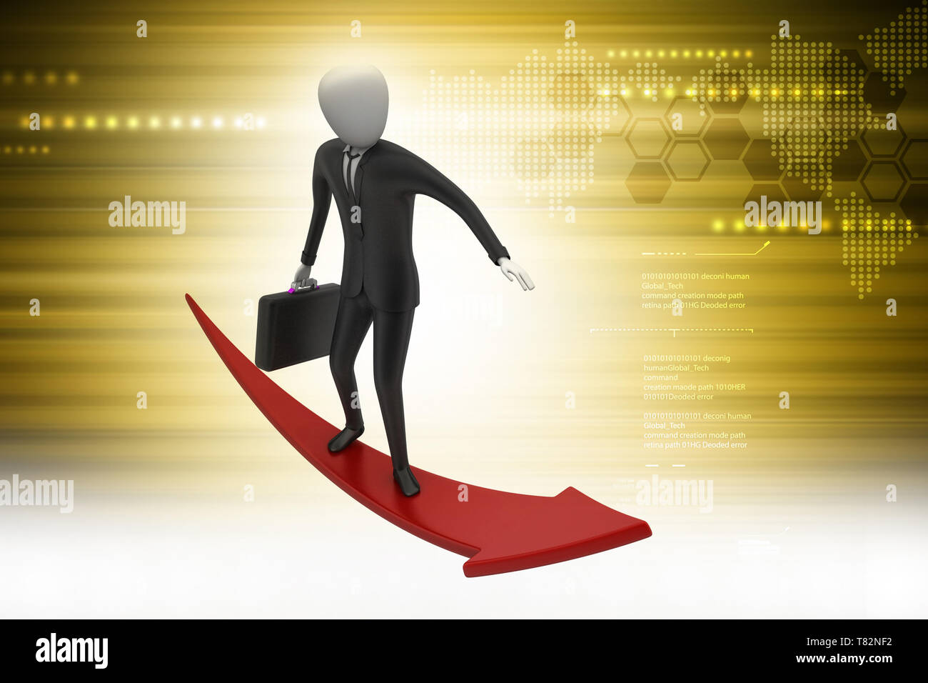 3d man flying with arrow Stock Photo - Alamy