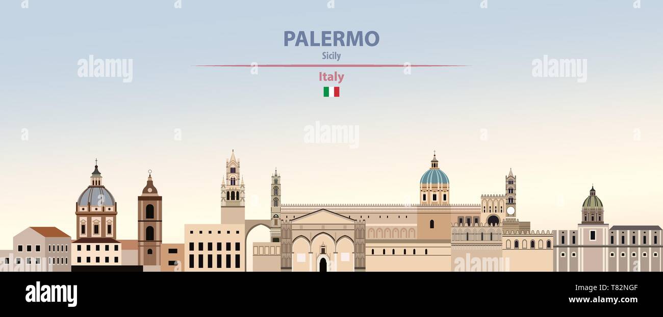 Palermo city skyline on beautiful daytime background vector illustration Stock Vector