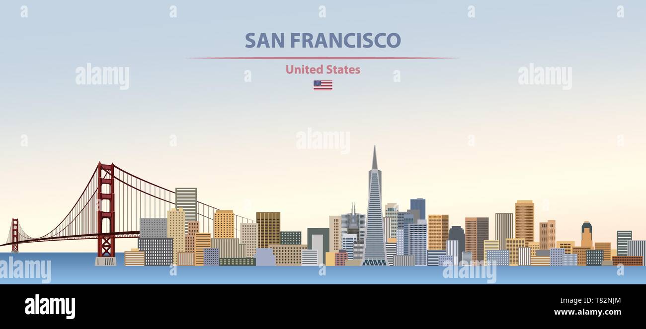 San Francisco city skyline on beautiful daytime background vector illustration Stock Vector