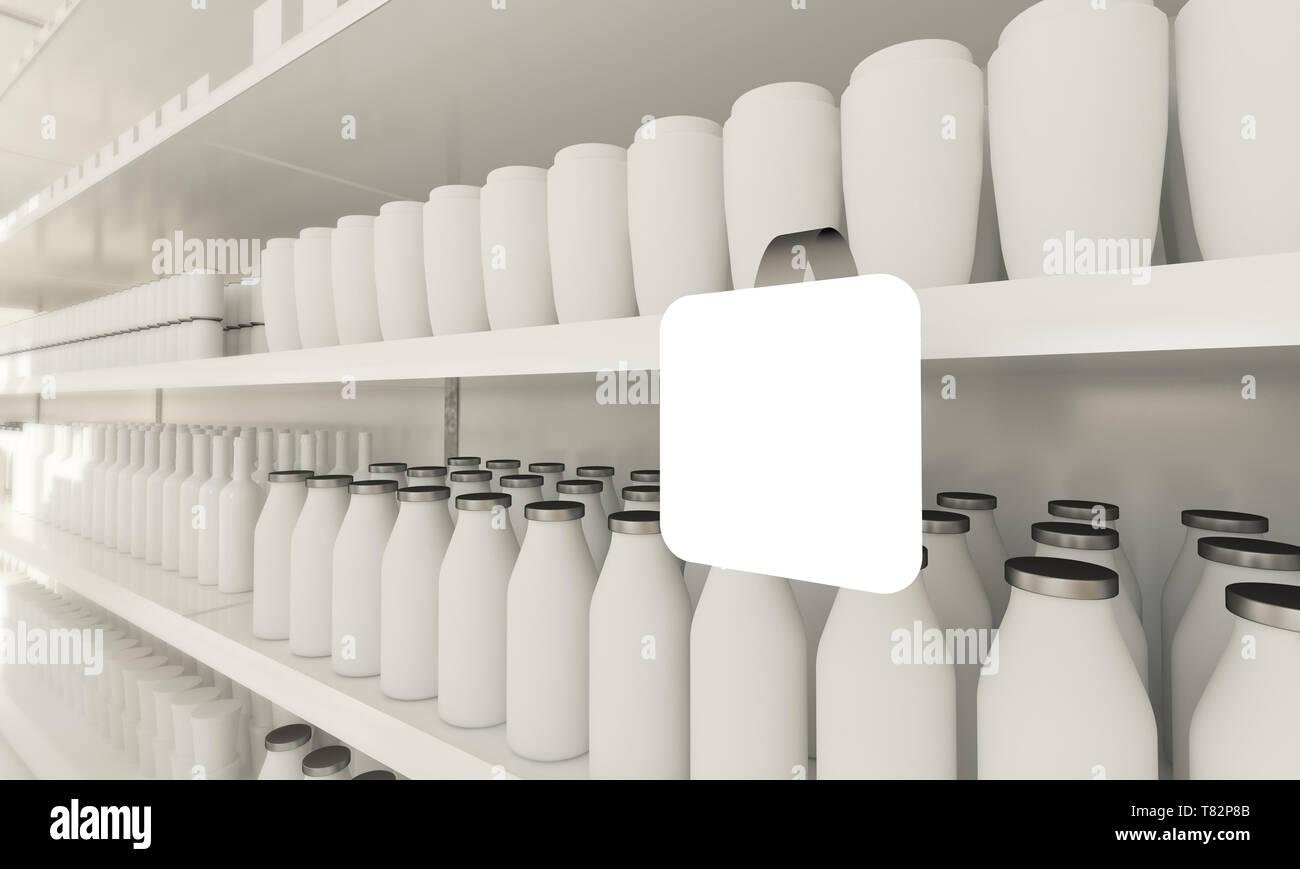 Download Stopper On Supermarket Shelve Mockup 3d Rendering Stock Photo Alamy