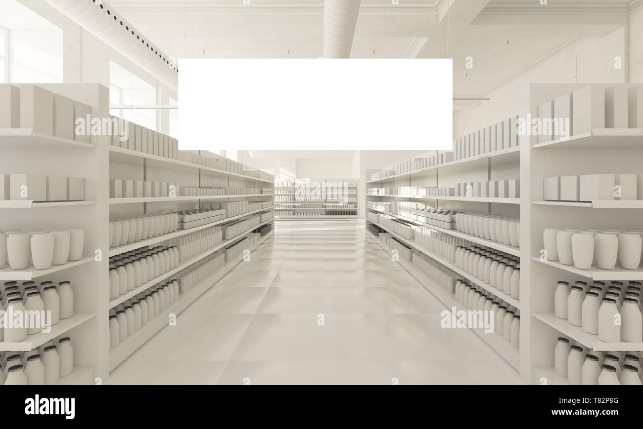 Download Hanging Poster On Supermarket 3d Rendering Mockup Stock Photo Alamy