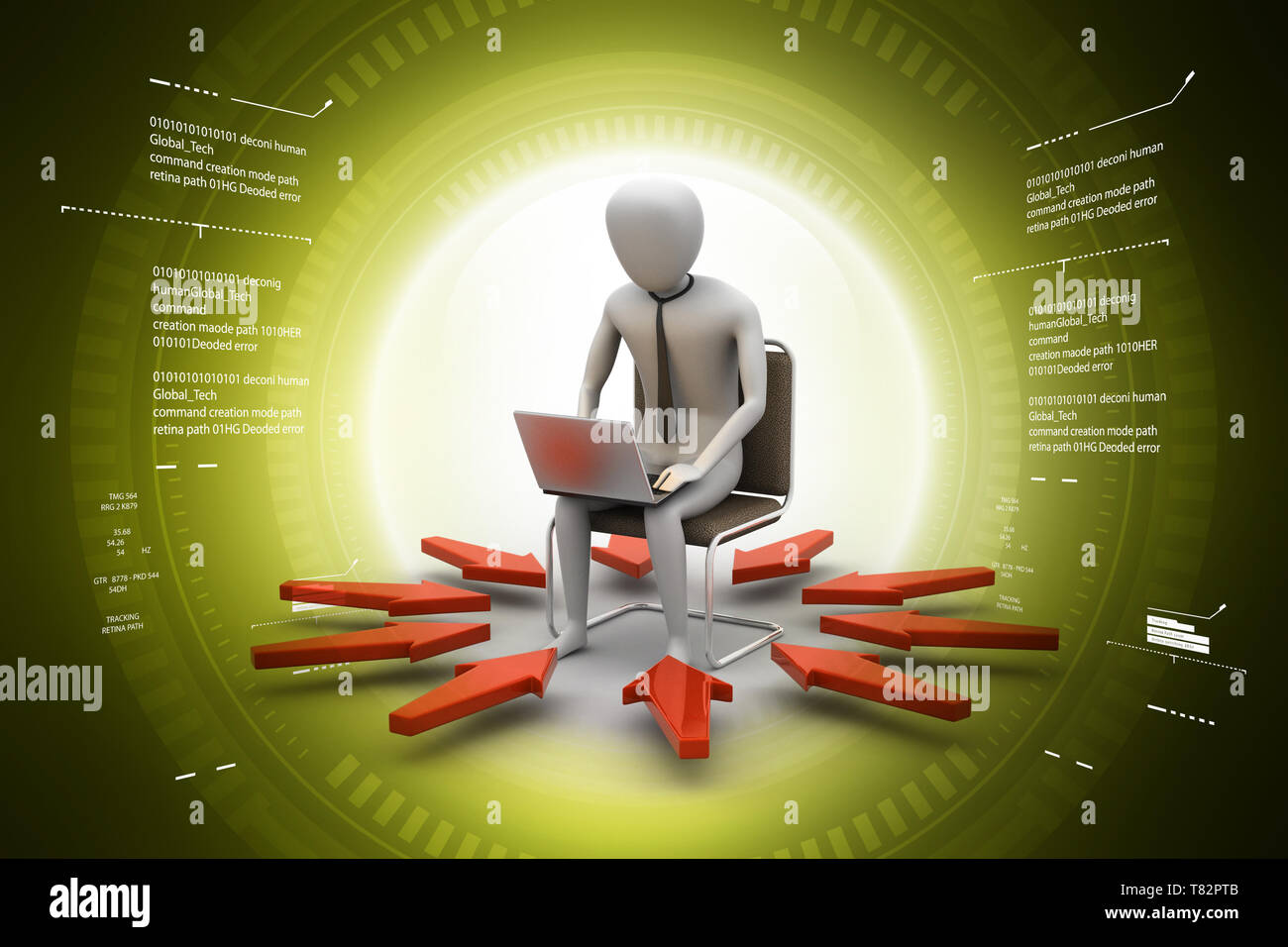 3d man working on laptop Stock Photo - Alamy