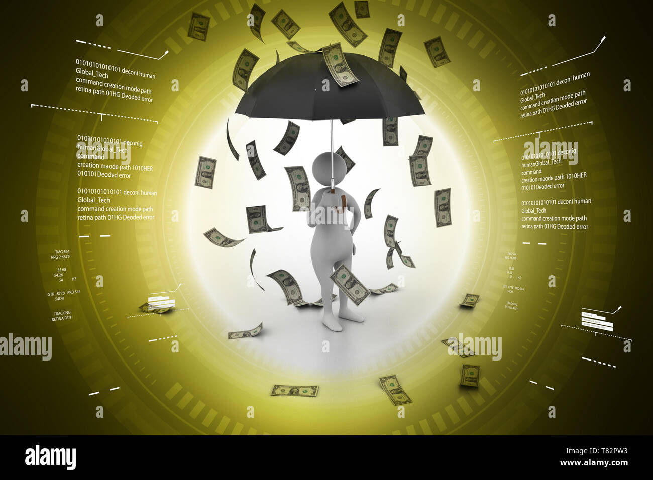 Man in money rain Stock Photo - Alamy