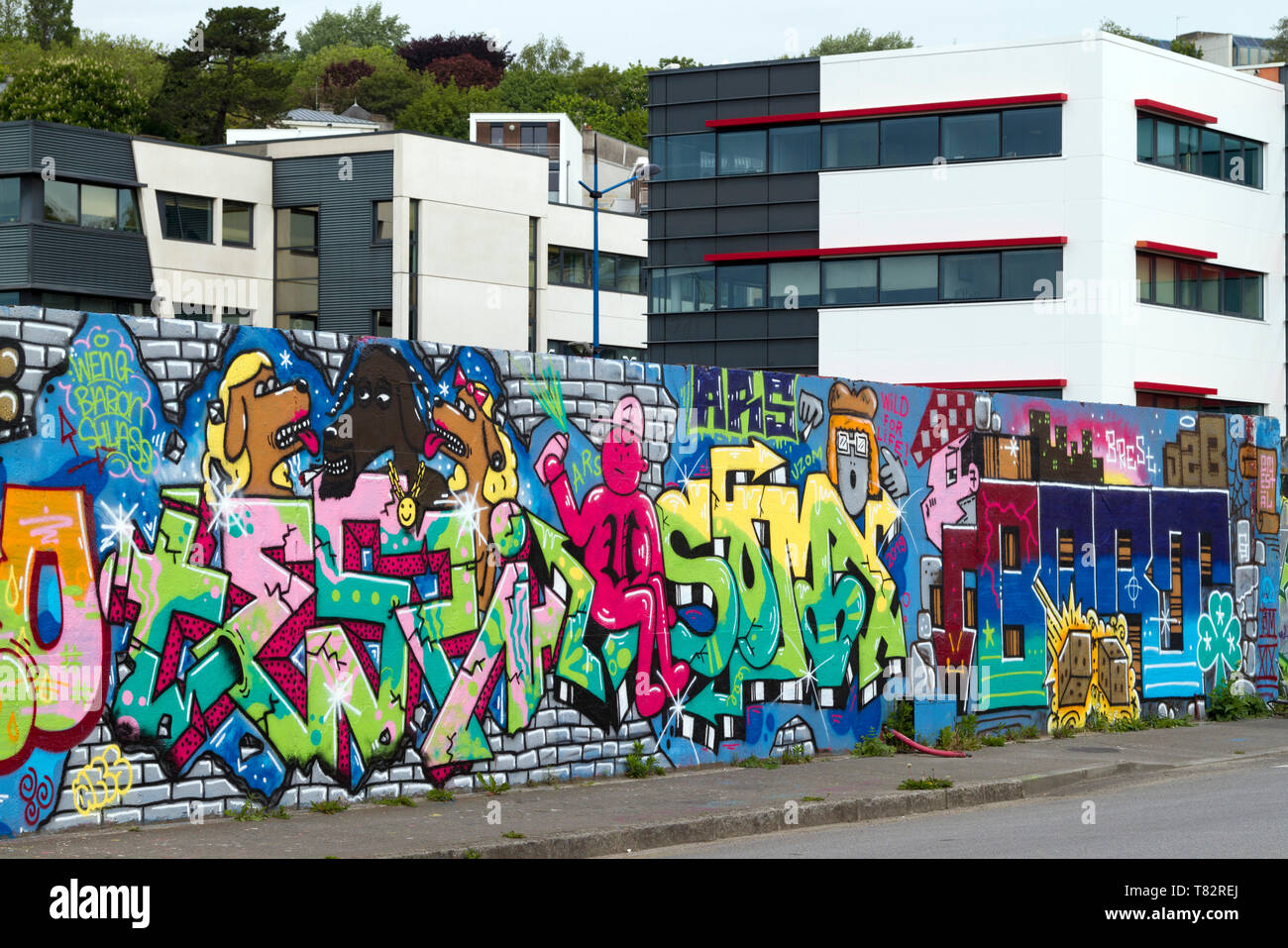 Tag and graffiti on walls at Brest ,Finistère ,Brittany Stock Photo