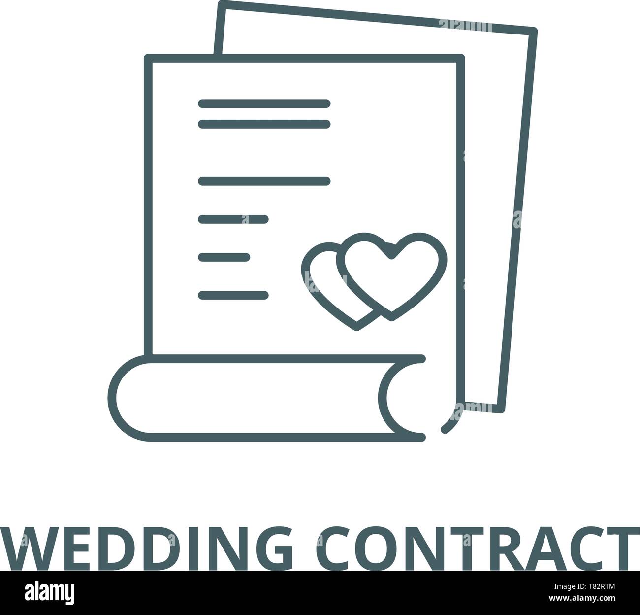 Wedding contract vector line icon, linear concept, outline sign, symbol ...
