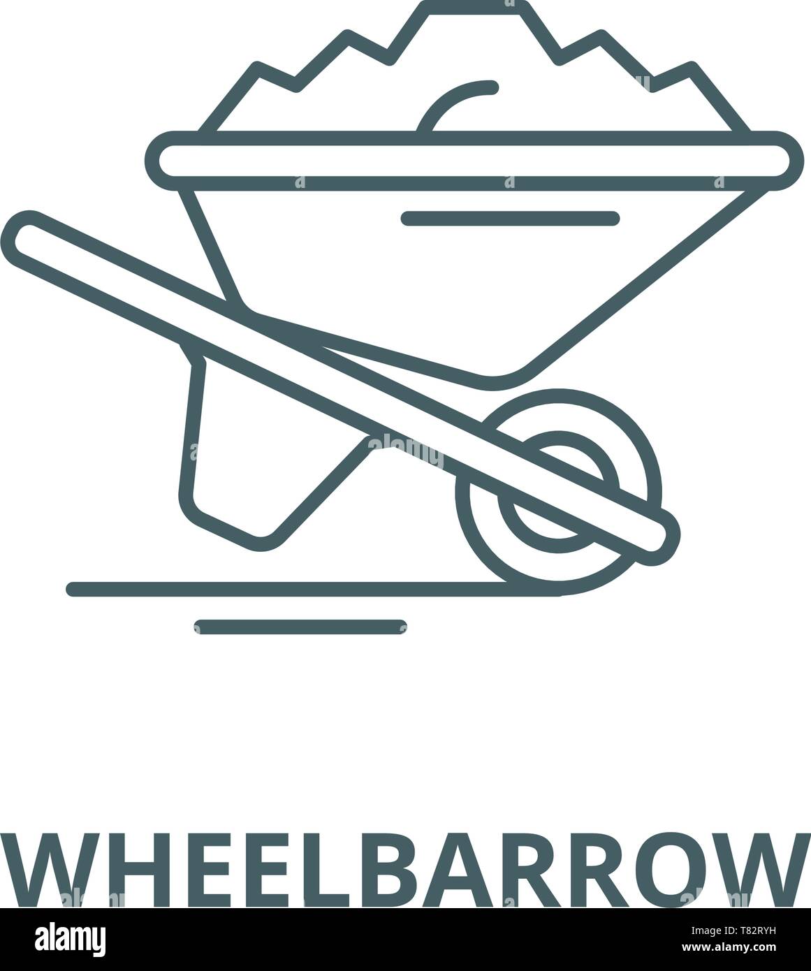 Wheelbarrow with sand vector line icon, linear concept, outline sign ...