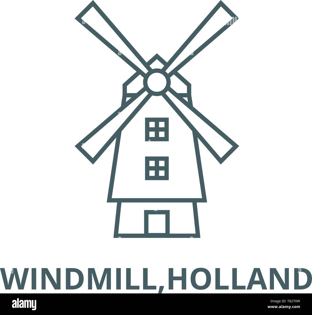Windmill,holland vector line icon, linear concept, outline sign ...