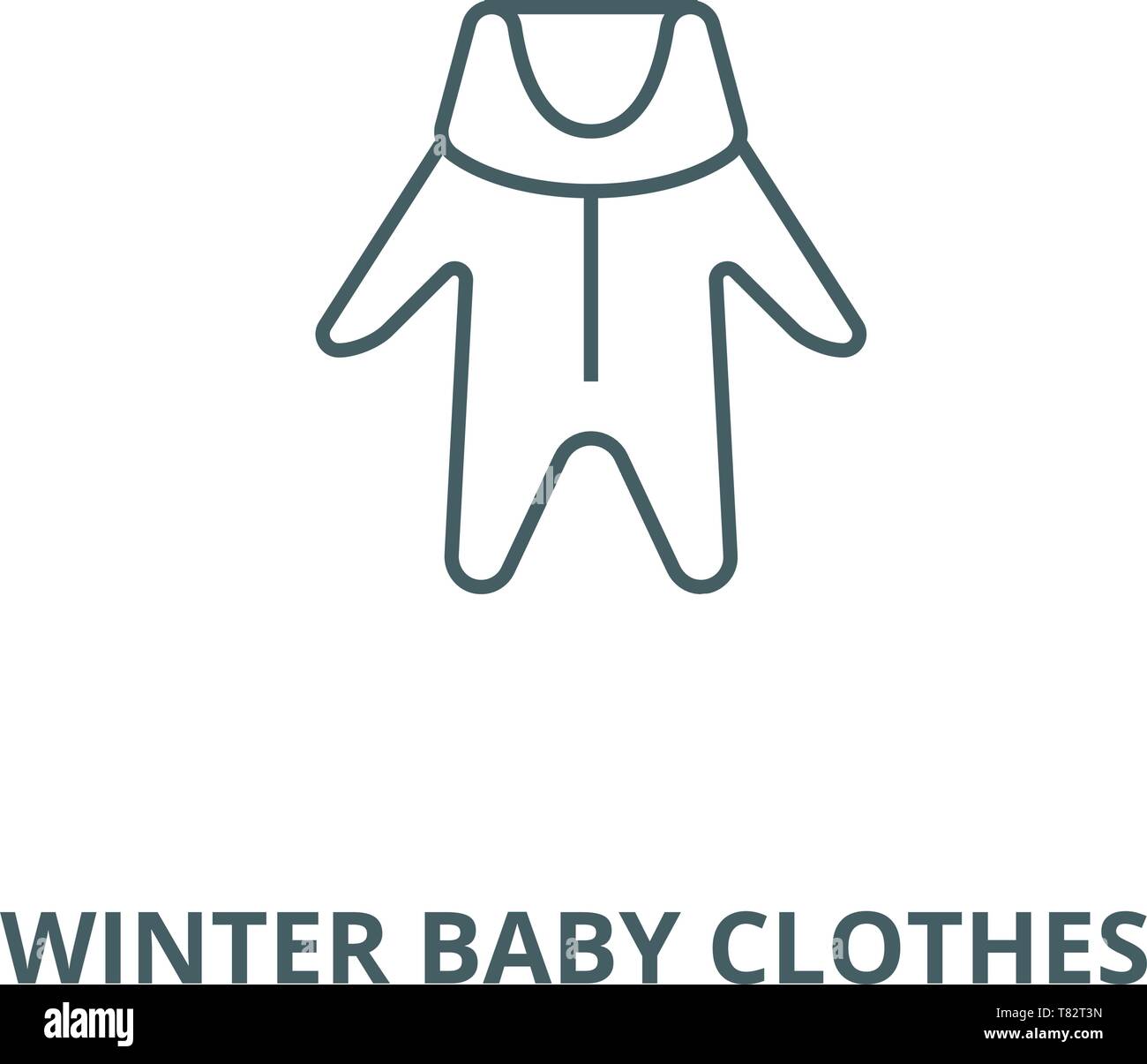 Winter baby clothes vector line icon, linear concept, outline sign ...