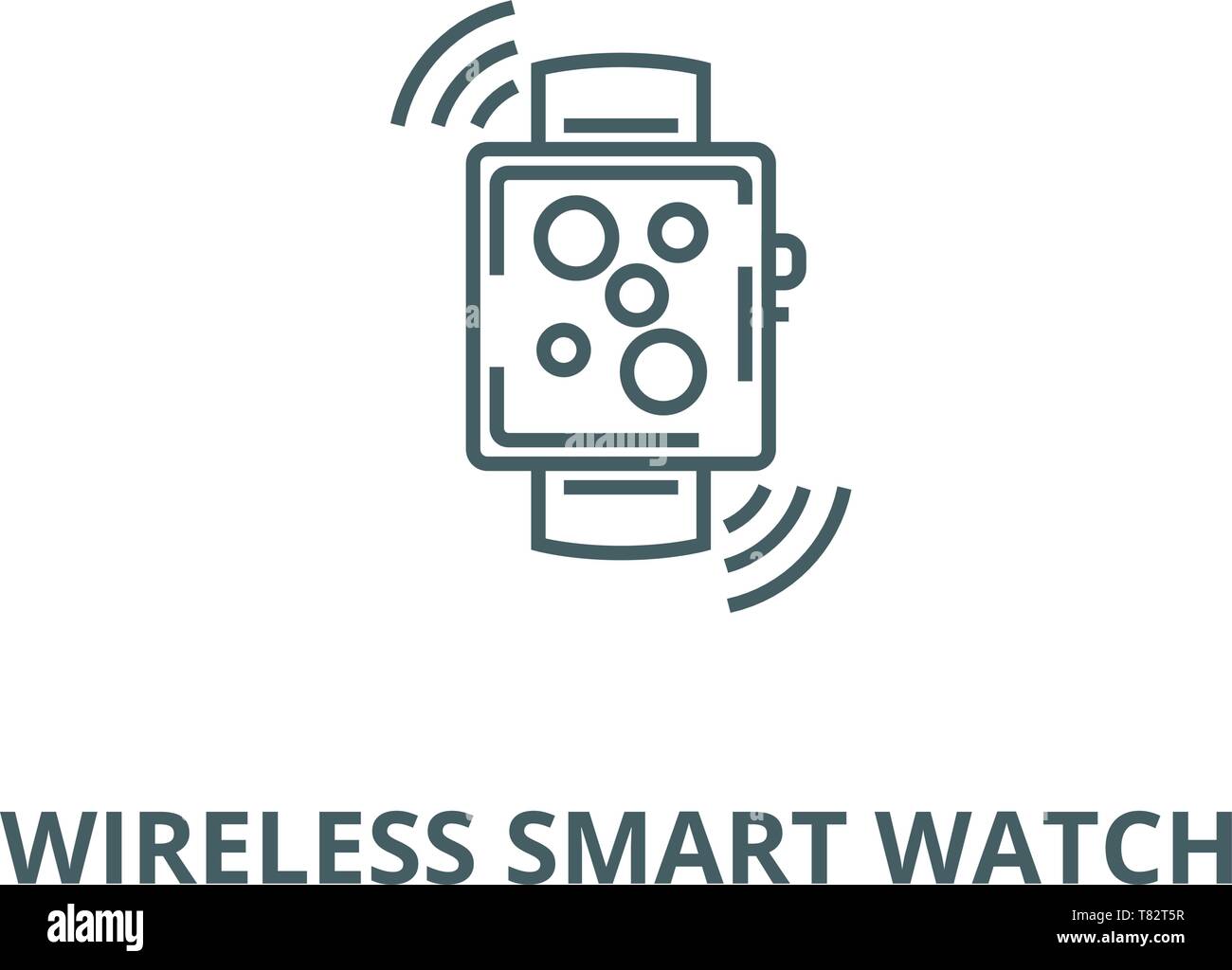 Wireless smart watch vector line icon, linear concept, outline sign ...