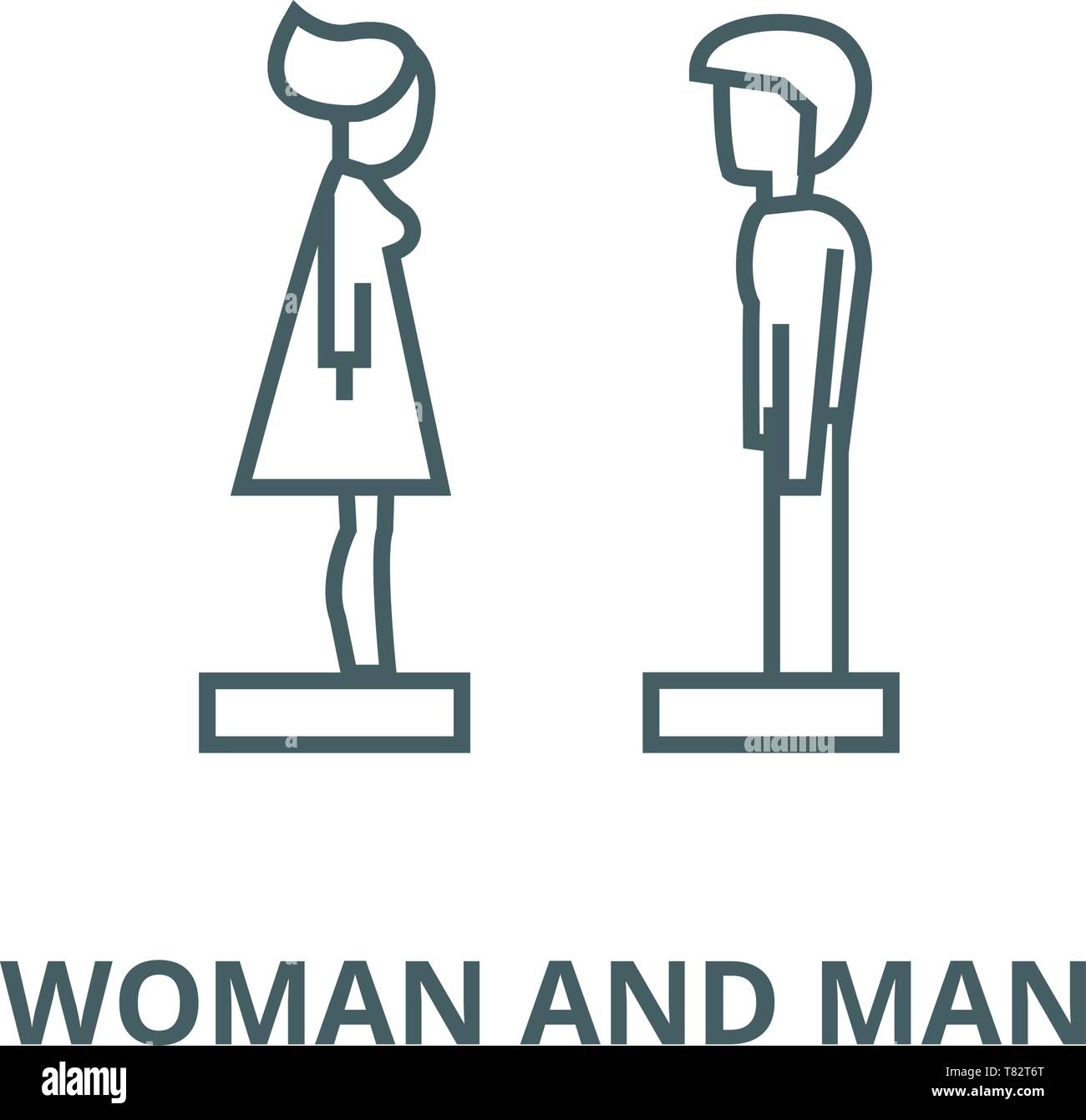 Woman and man in profile vector line icon, linear concept, outline sign ...