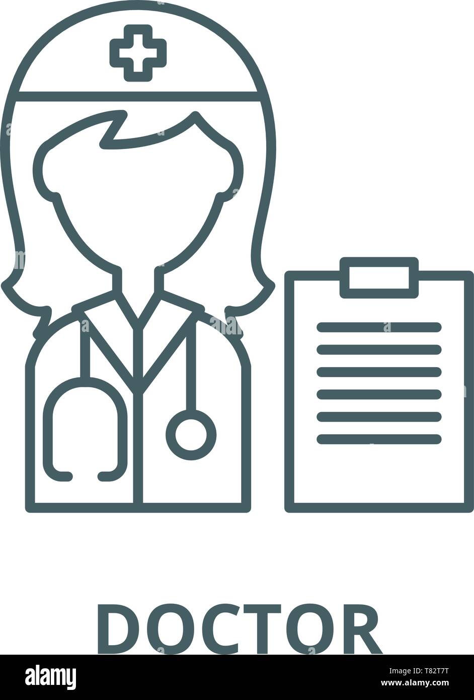 Woman doctor vector line icon, linear concept, outline sign, symbol ...