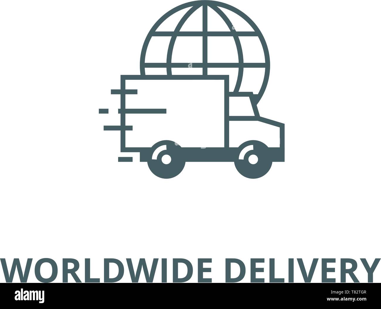Worldwide delivery vector line icon, linear concept, outline sign ...