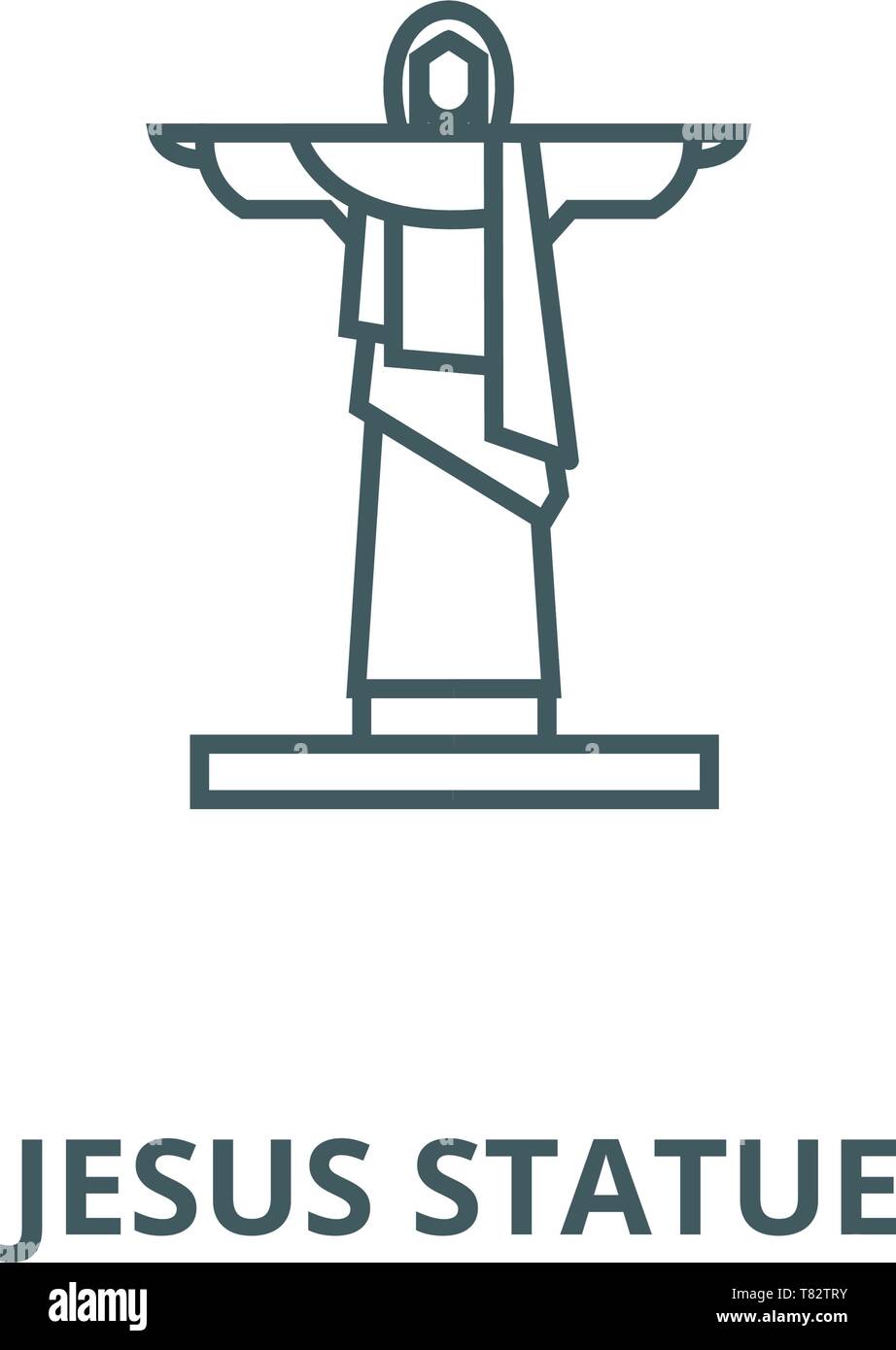 Jesus statue vector line icon, linear concept, outline sign, symbol