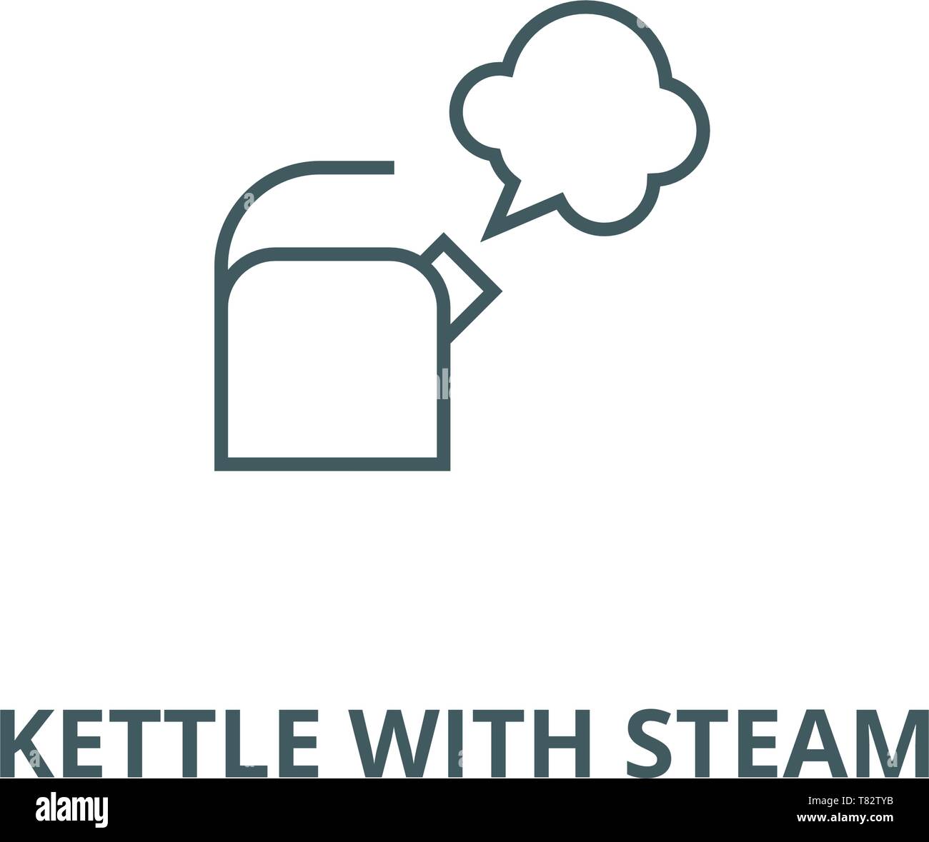 Kettle with steam vector line icon, linear concept, outline sign ...